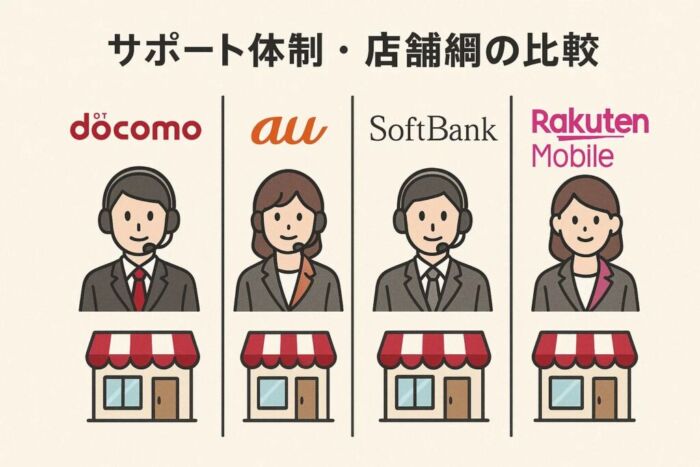 サポート体制・店舗網の比較